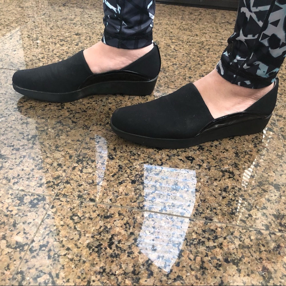 Stuart Weitzman Black Slip-on Loafers Mules